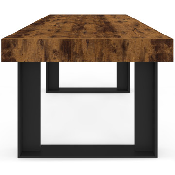 Table à manger Brixton bois vieilli et pieds noirs 160cm