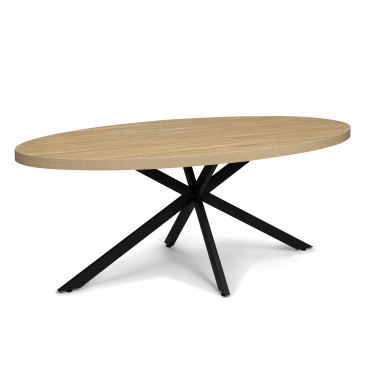 Table à manger ovale Céleste bois et noir 200cm
