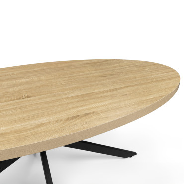 Table à manger ovale Céleste bois et noir 200cm