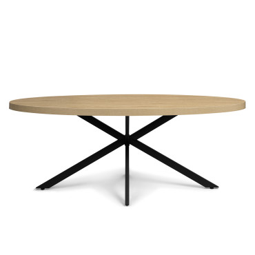Table à manger ovale Céleste bois et noir 200cm