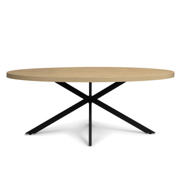 Table à manger ovale Céleste bois et noir 200cm