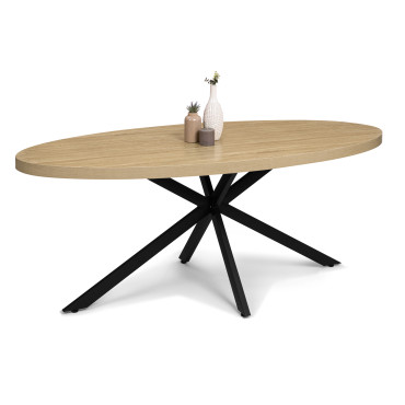 Table à manger ovale Céleste bois et noir 200cm