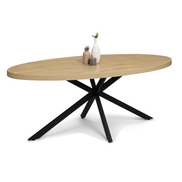 Table à manger ovale Céleste bois et noir 200cm