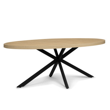 Table à manger ovale Céleste bois et noir 200cm