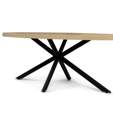 Table à manger ovale Céleste bois et noir 200cm