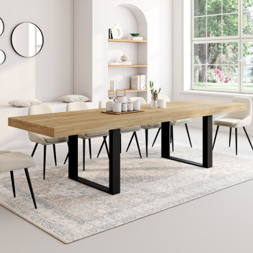 Table à manger extensible Brixton bois et noir 200-300cm