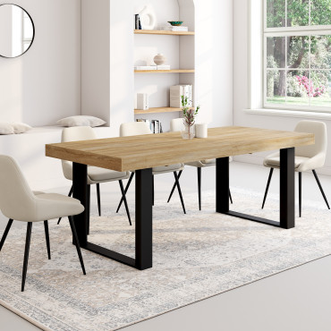 Table à manger extensible Brixton bois et noir 200-300cm