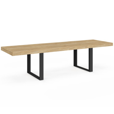 Table à manger extensible Brixton bois et noir 200-300cm