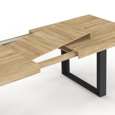 Table à manger extensible Brixton bois et noir 200-300cm