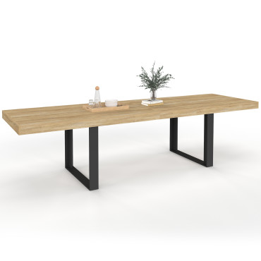 Table à manger extensible Brixton bois et noir 200-300cm