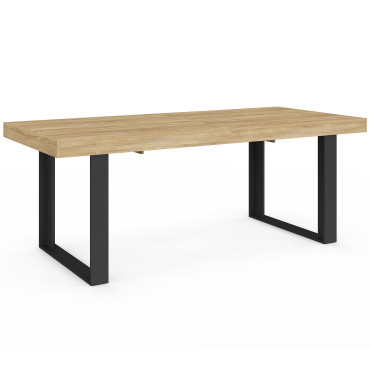 Table à manger extensible Brixton bois et noir 200-300cm