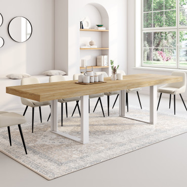 Table à manger extensible Brixton bois et blanc 200-300cm