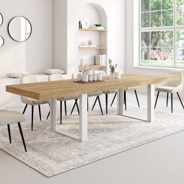 Table à manger extensible Brixton bois et blanc 200-300cm