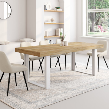 Table à manger extensible Brixton bois et blanc 200-300cm