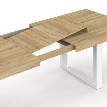 Table à manger extensible Brixton bois et blanc 200-300cm