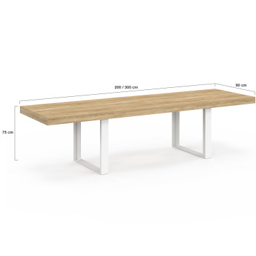 Table à manger extensible Brixton bois et blanc 200-300cm