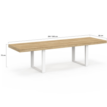 Table à manger extensible Brixton bois et blanc 200-300cm