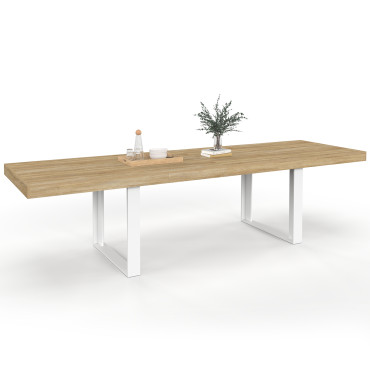 Table à manger extensible Brixton bois et blanc 200-300cm