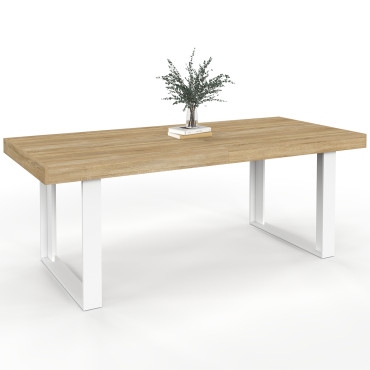 Table à manger extensible Brixton bois et blanc 200-300cm