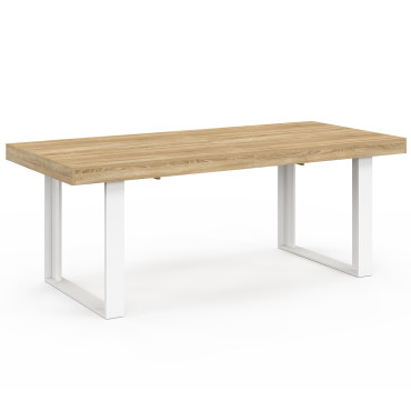 Table à manger extensible Brixton bois et blanc 200-300cm