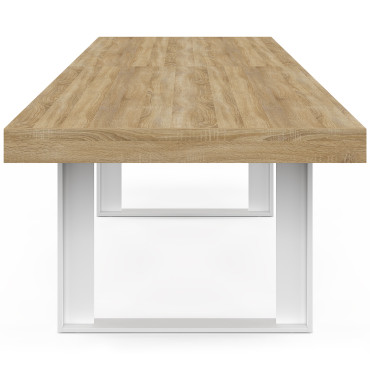 Table à manger extensible Brixton bois et blanc 200-300cm