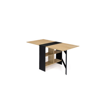 Table à manger dépliable Edi avec rangement bois et noir