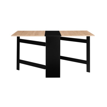 Table à manger dépliable Edi avec rangement bois et noir