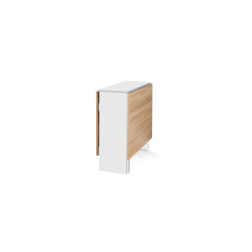 Table à manger dépliable Edi avec rangement bois et blanc