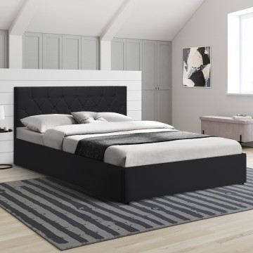 Lit coffre Hanna 160x200cm simili cuir noir