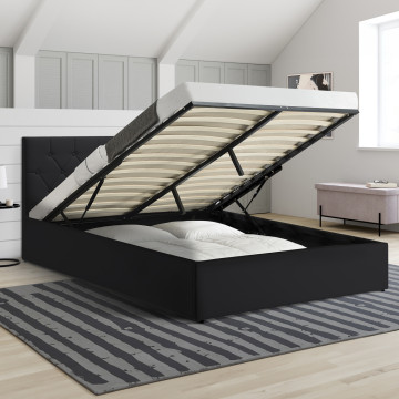 Lit coffre Hanna 160x200cm simili cuir noir