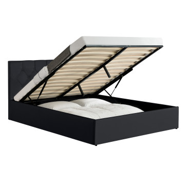 Lit coffre Hanna 160x200cm simili cuir noir