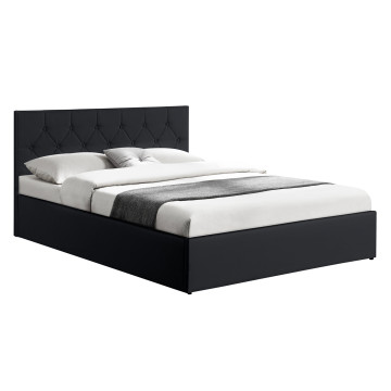 Lit coffre Hanna 160x200cm simili cuir noir