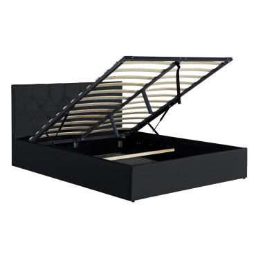 Lit coffre Hanna 160x200cm simili cuir noir