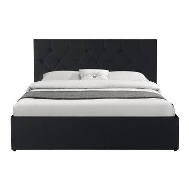 Lit coffre Hanna 160x200cm simili cuir noir