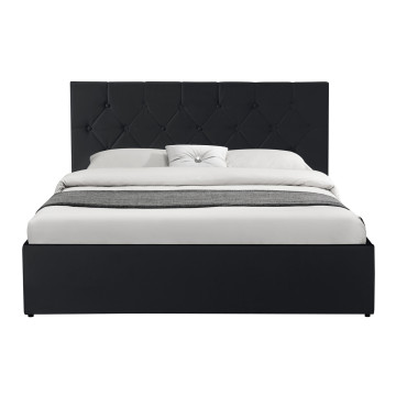 Lit coffre Hanna 160x200cm simili cuir noir