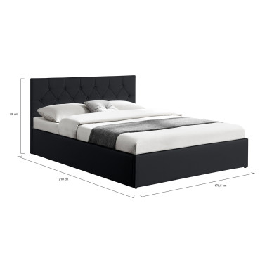 Lit coffre Hanna 160x200cm simili cuir noir