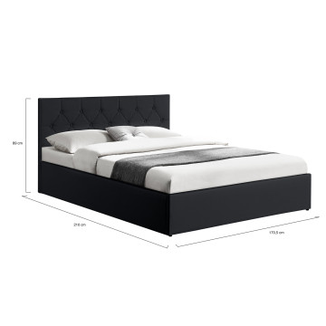 Lit coffre Hanna 160x200cm simili cuir noir