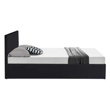 Lit coffre Hanna 160x200cm simili cuir noir