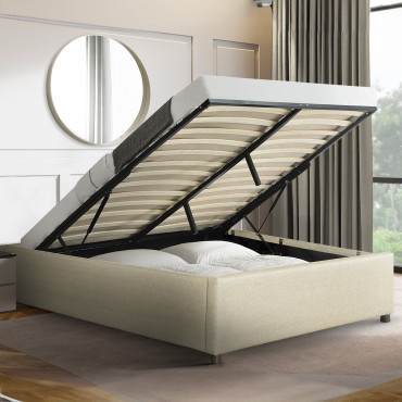 Lit coffre Otta 140x190cm tissu beige