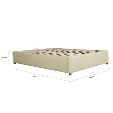 Lit coffre Otta 140x190cm tissu beige