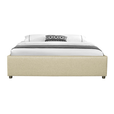 Lit coffre Otta 140x190cm tissu beige