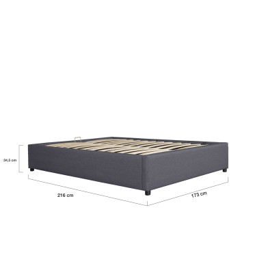 Lit coffre Otta 160x200cm tissu gris