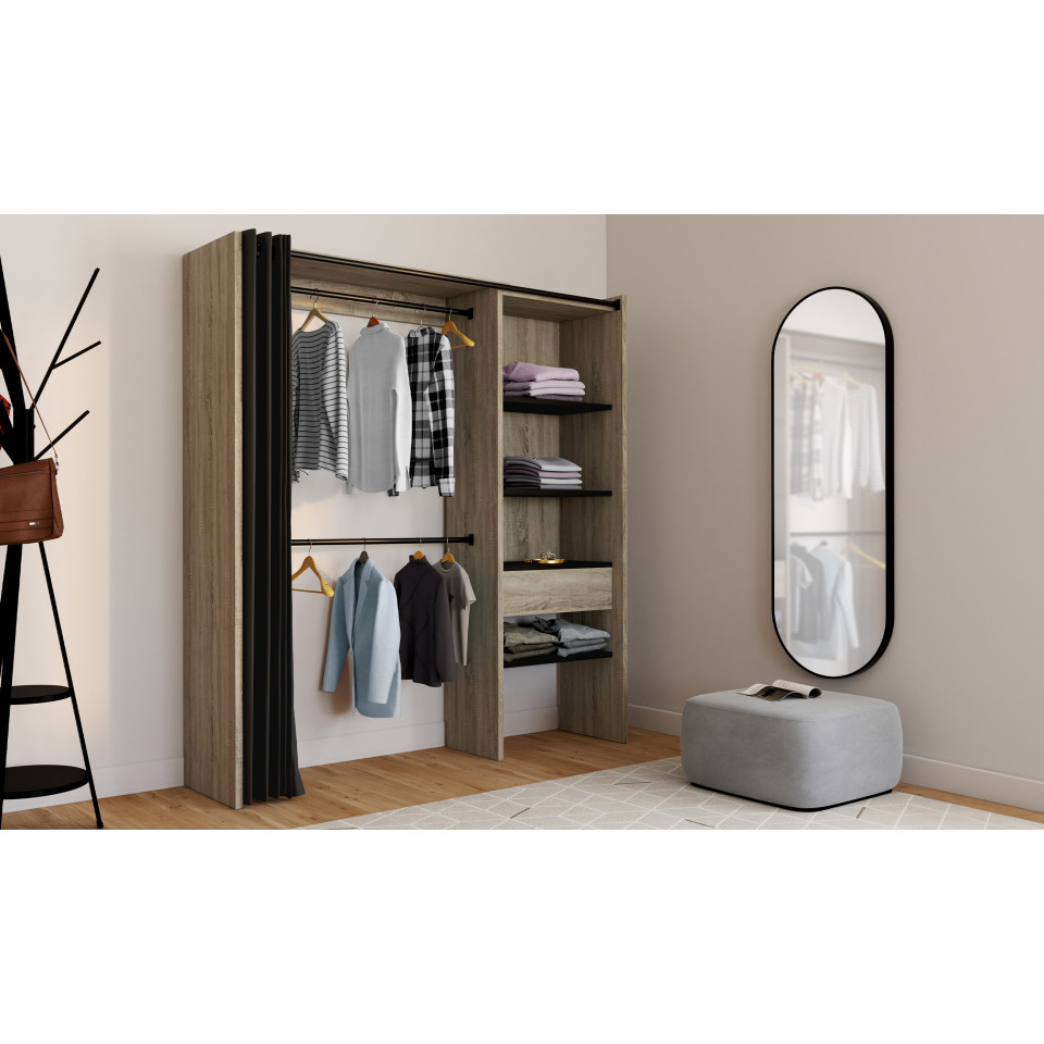Dressing Aline extensible 120-170cm effet bois