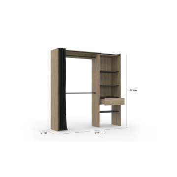Dressing Aline extensible 120-170cm effet bois