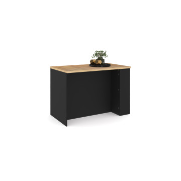 Ilot de cuisine Dario bois et noir avec rangements