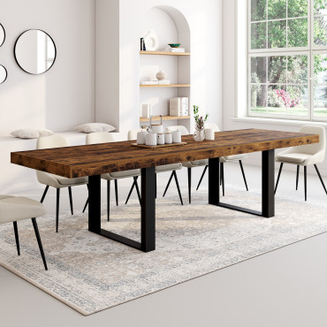 Table à manger extensible Brixton effet bois vieilli 200-300cm