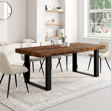 Table à manger extensible Brixton effet bois vieilli 200-300cm