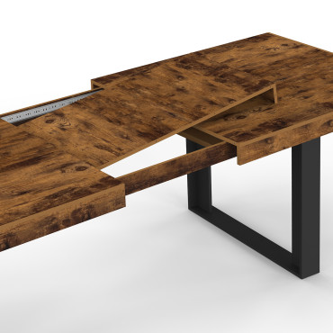 Table à manger extensible Brixton effet bois vieilli 200-300cm