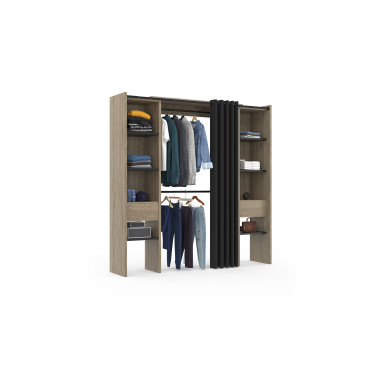 Dressing Justine extensible 120-180cm double colonne effet bois