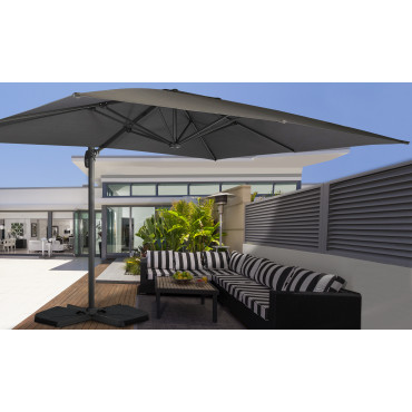 Parasol Sombra 360° rectangle 4x3m gris + housse
